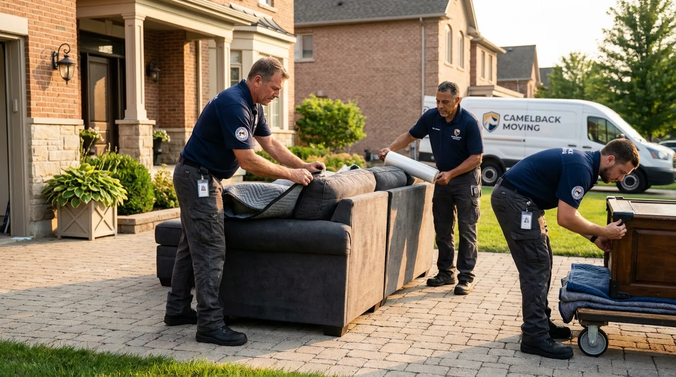 Large estate moving crew wrapping furniture in Scottsbluff, NE